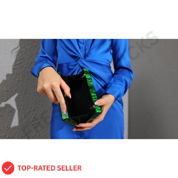 Acrylic Marble Clutch Evening Bag Elegant Prom Wedding Party Handbag - Picture 8 of 8